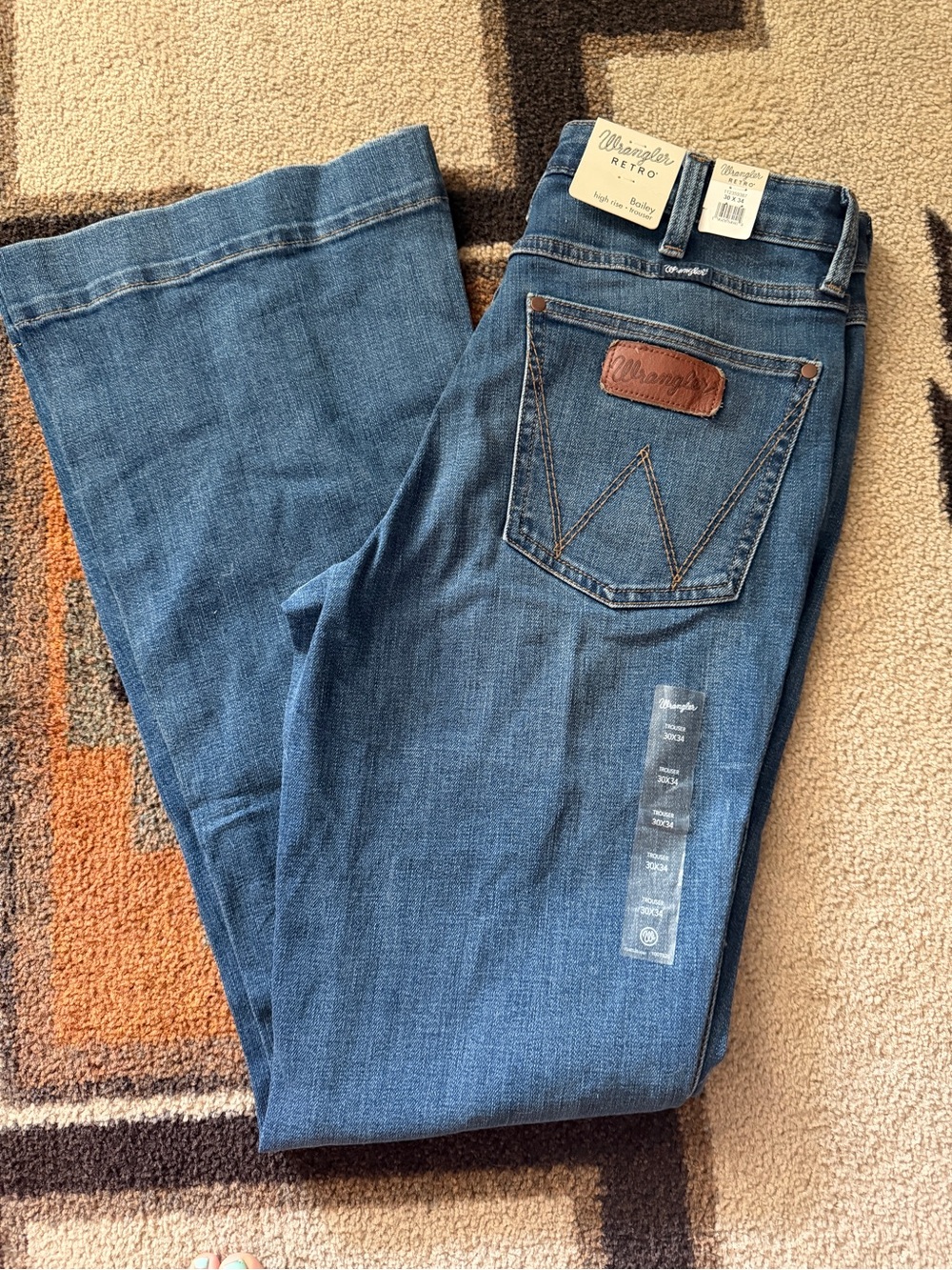 Wrangler Women's Dark Blue Trouser Jeans with Leather Patch